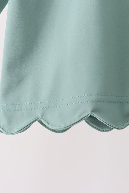 Sage scallped zipper active set