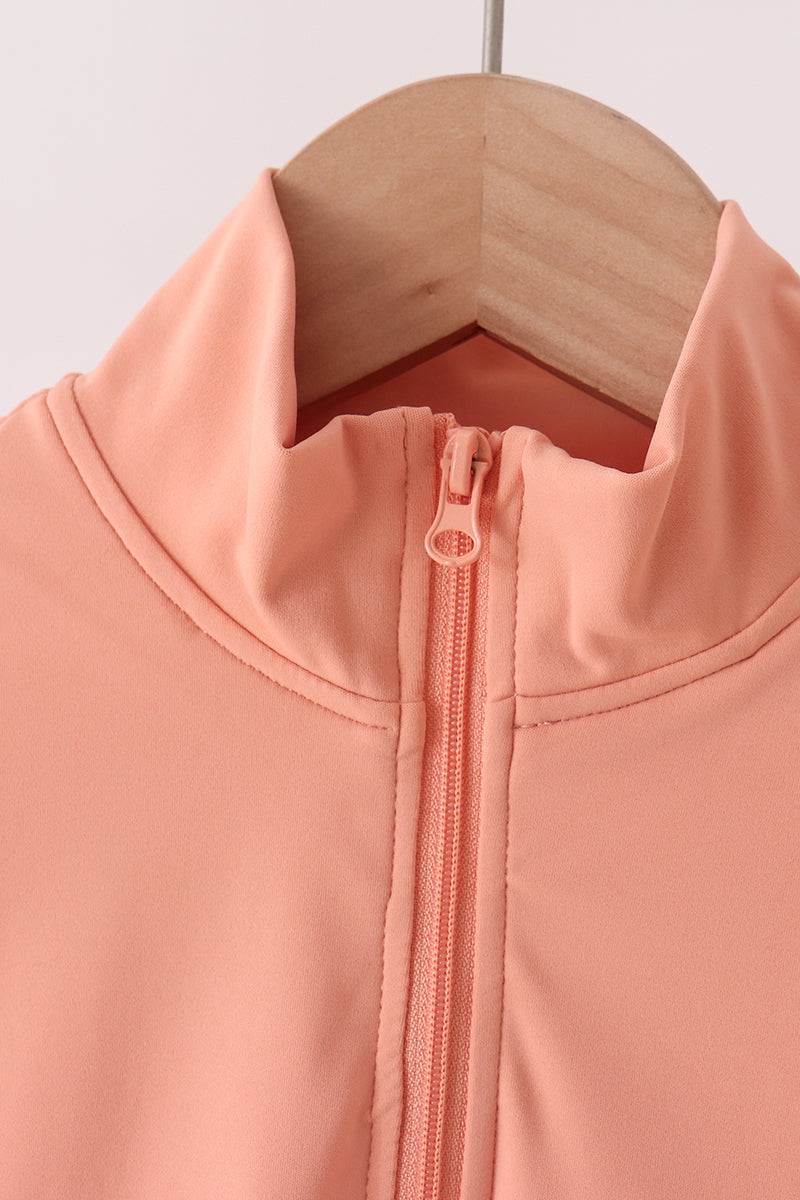 Coral scallped zipper active set