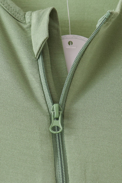 Green zipper bamboo romper