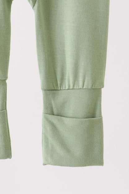 Green zipper bamboo romper