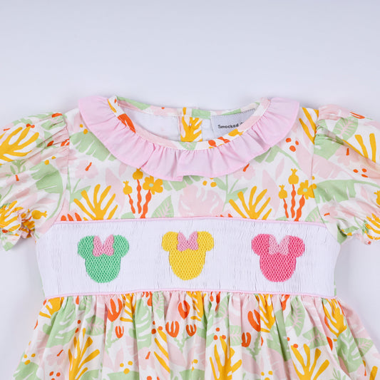 Sweet island character hand smocked ruffle pants set