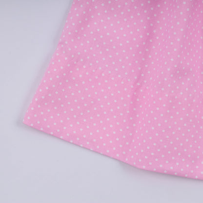 Pink character hand smocked dot ruffle dress