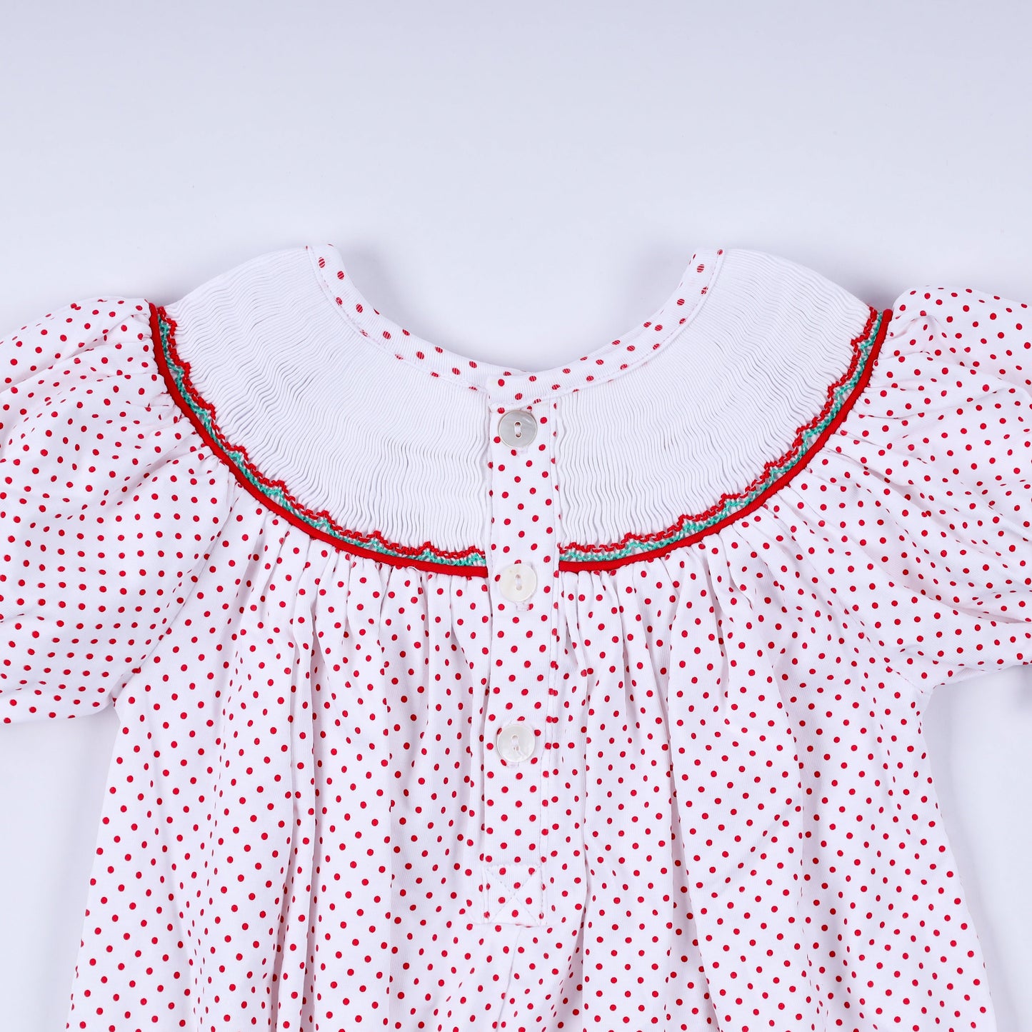 Red gingerbread hand smocked bubble
