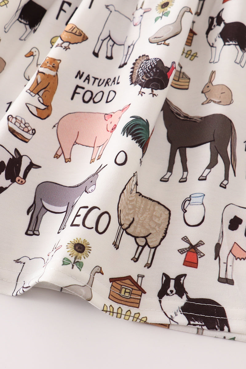 Beige farm strap girl set