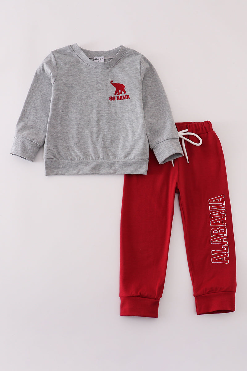 Grey Alabama embroidery pants set