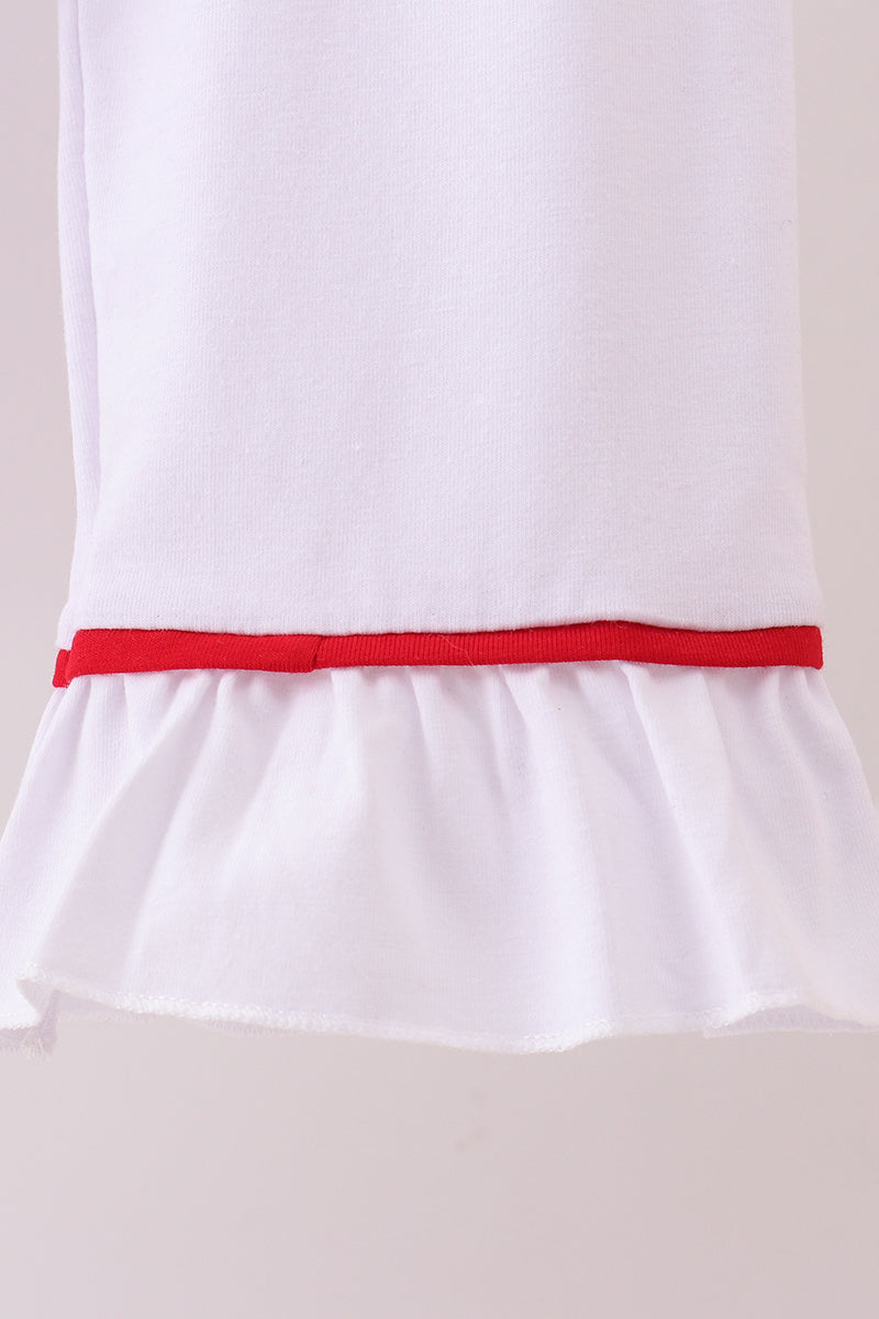 White ruffle pajamas pants set