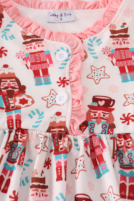 Christmas nutcracker print ruffle gown