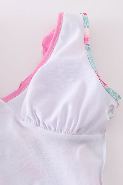 Blushing rose garden print mom swimsuit