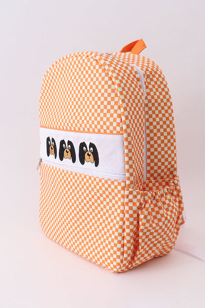 Orange Tennessee embroidery checkered backpack