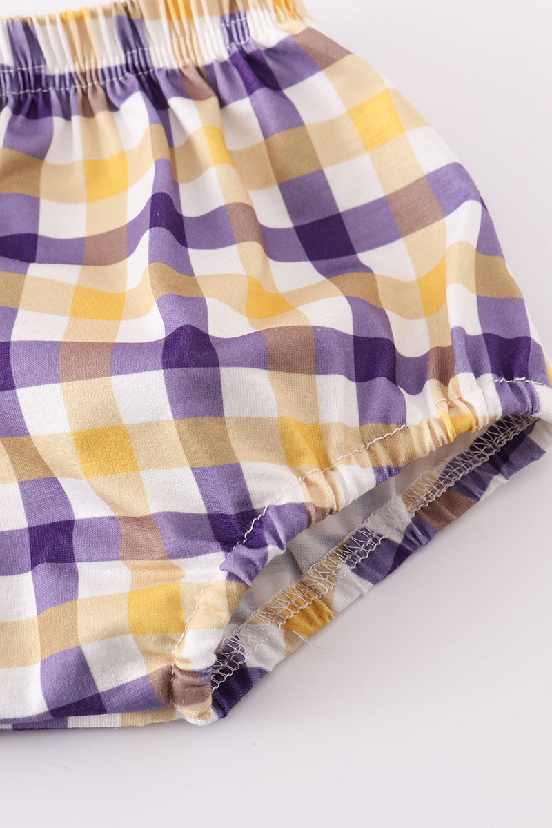 Purple gold LSU applique bloomer set