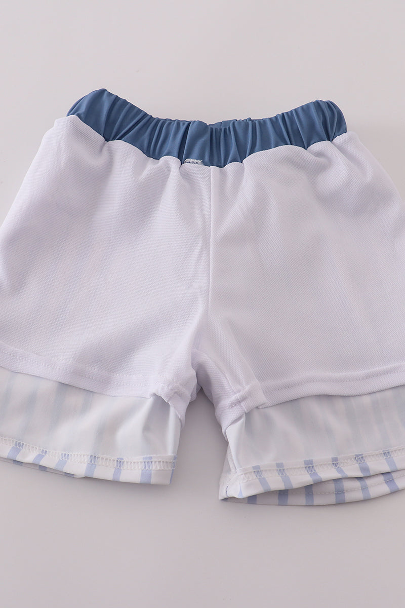 Blue stripe boy swim trunks UPF50+