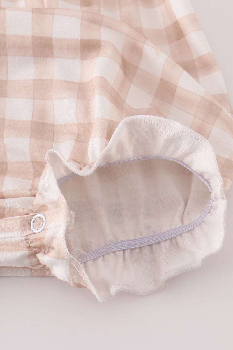 Beige puppy embroidery gingham bubble