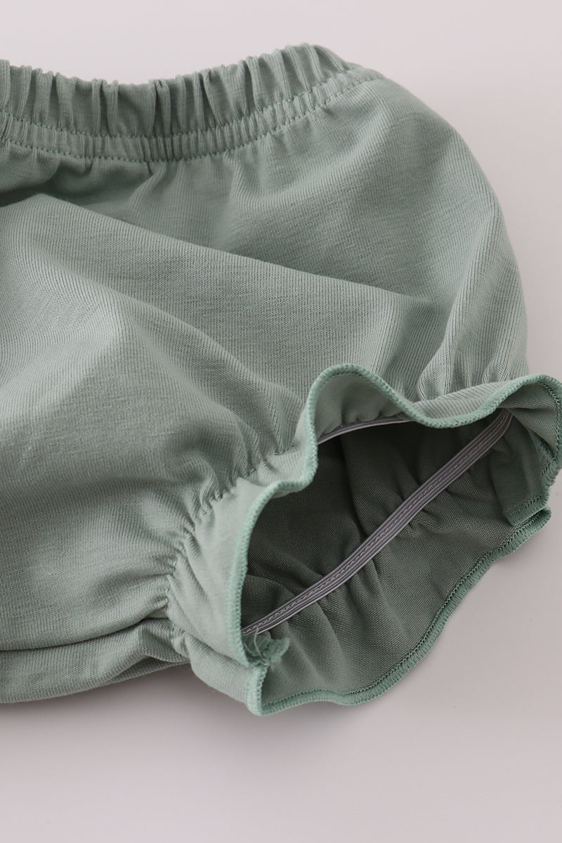 Mustard & mint floral print ruffle bloomer set