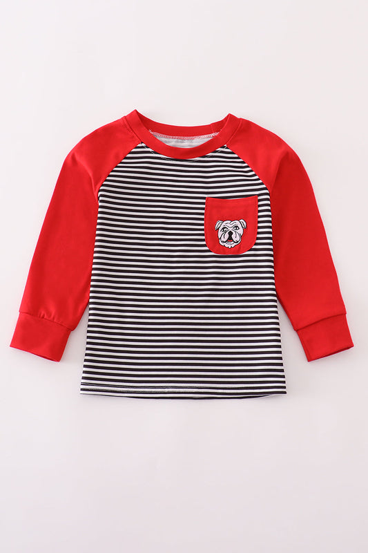 Georgia bulldog embroidery stripe top
