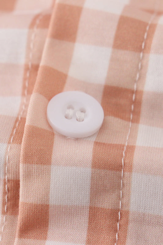 Orange gingham button down shirt