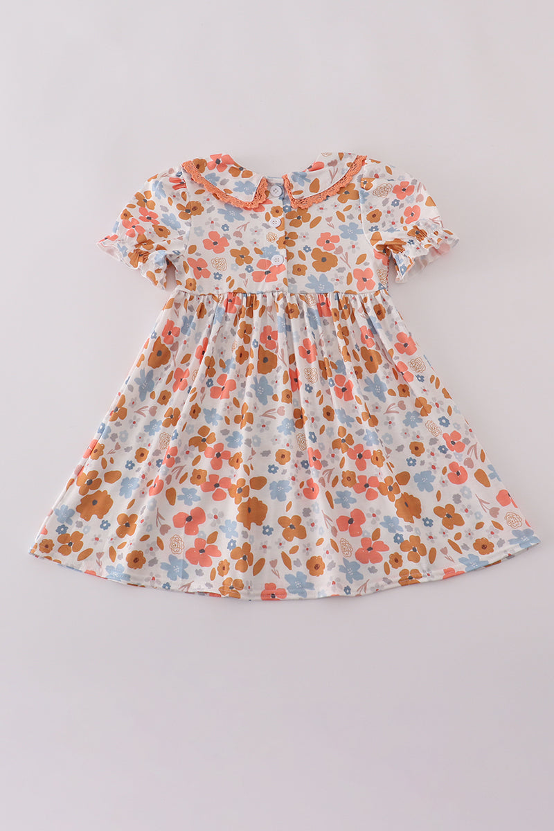 Floral print smocked dress