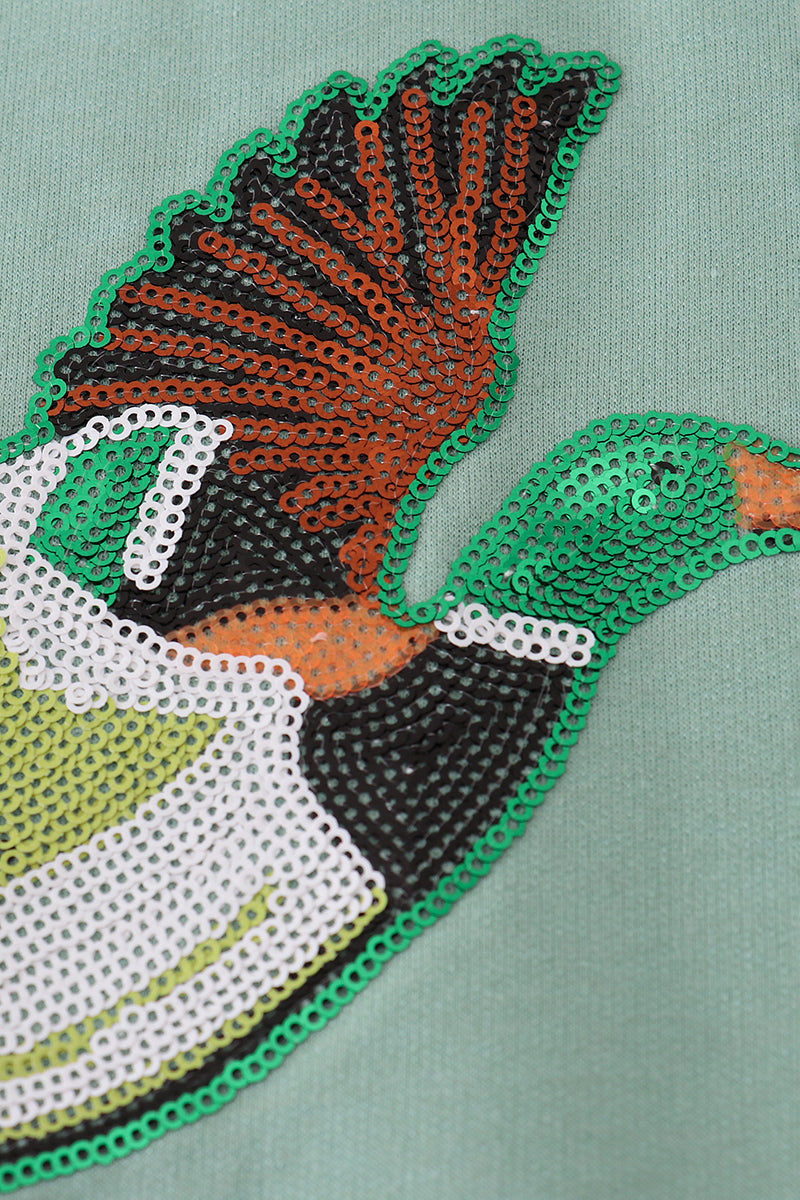 Sage duck sequin mom&me top