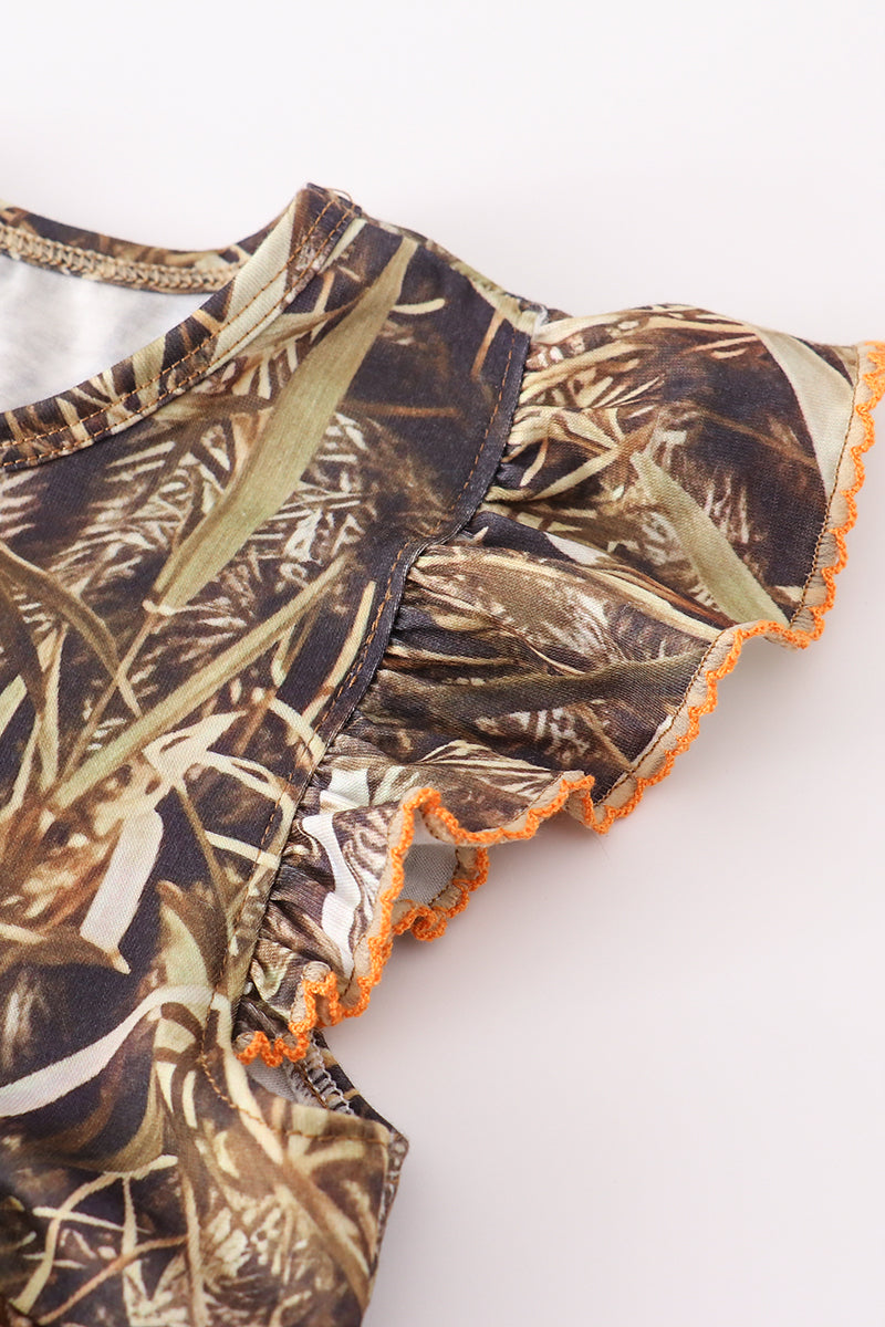 Camouflage ruffle pants set