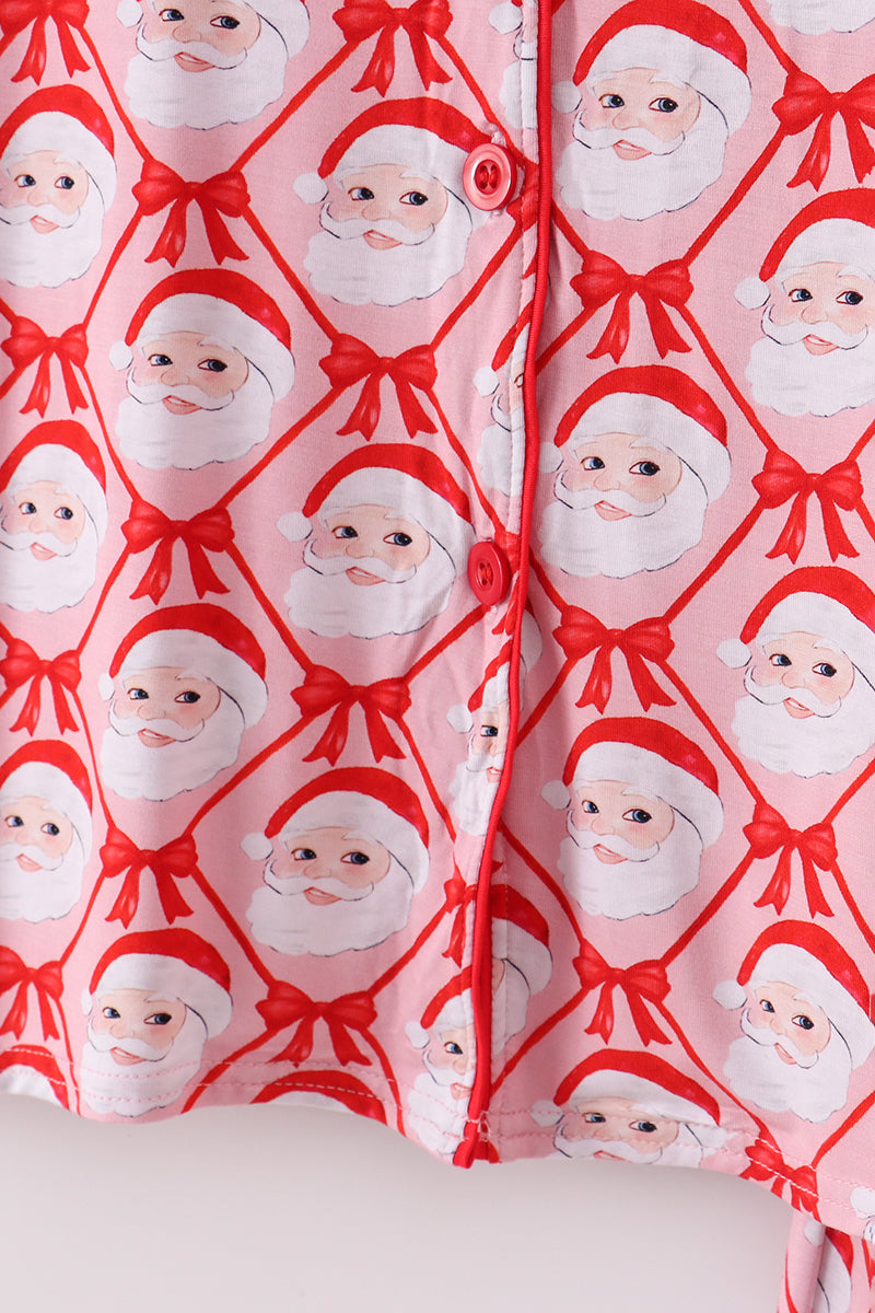 Red santa claus print bamboo mom pajamas  pants set