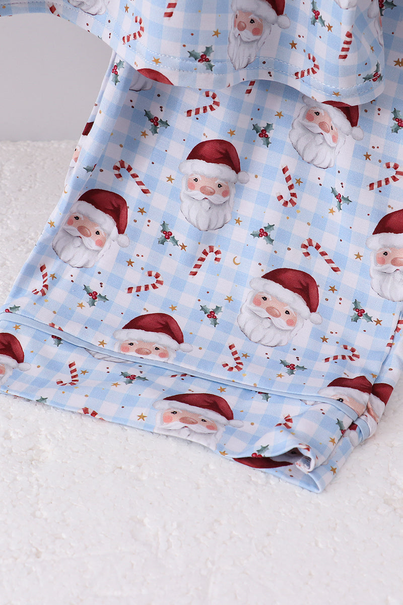 Blue santa claus bamboo dad pajamas set