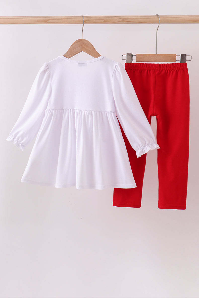 White holly embroidery pants set