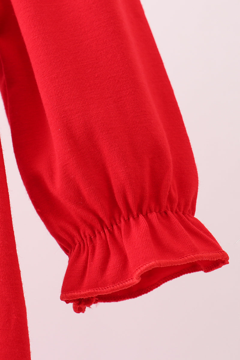 Red heart french knot bow bubble