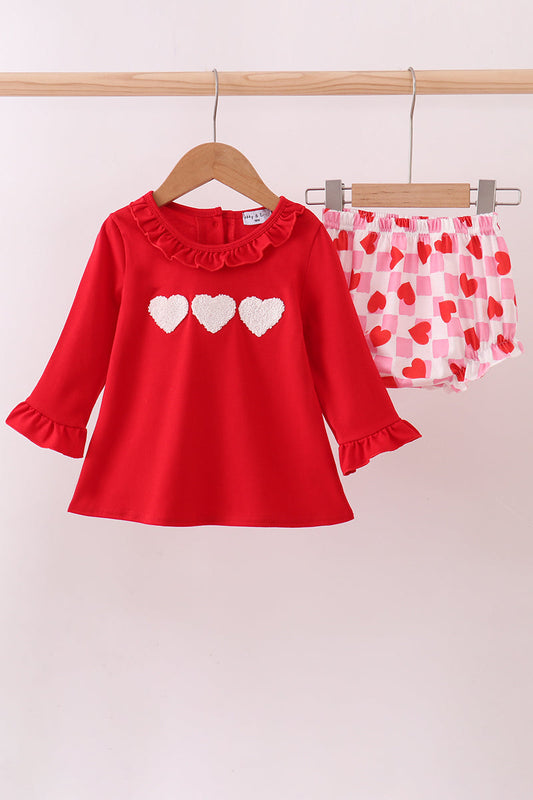 Red heart french knot bloomer set