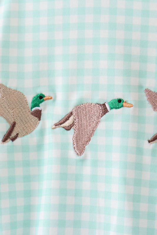 Green Mallard Plaid Embroidered Bubble
