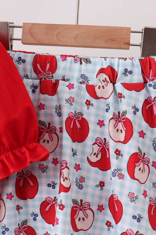 Red School Apple Skorts Set