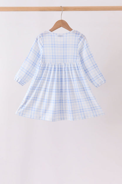 Blue Plaid Ruffle Dress