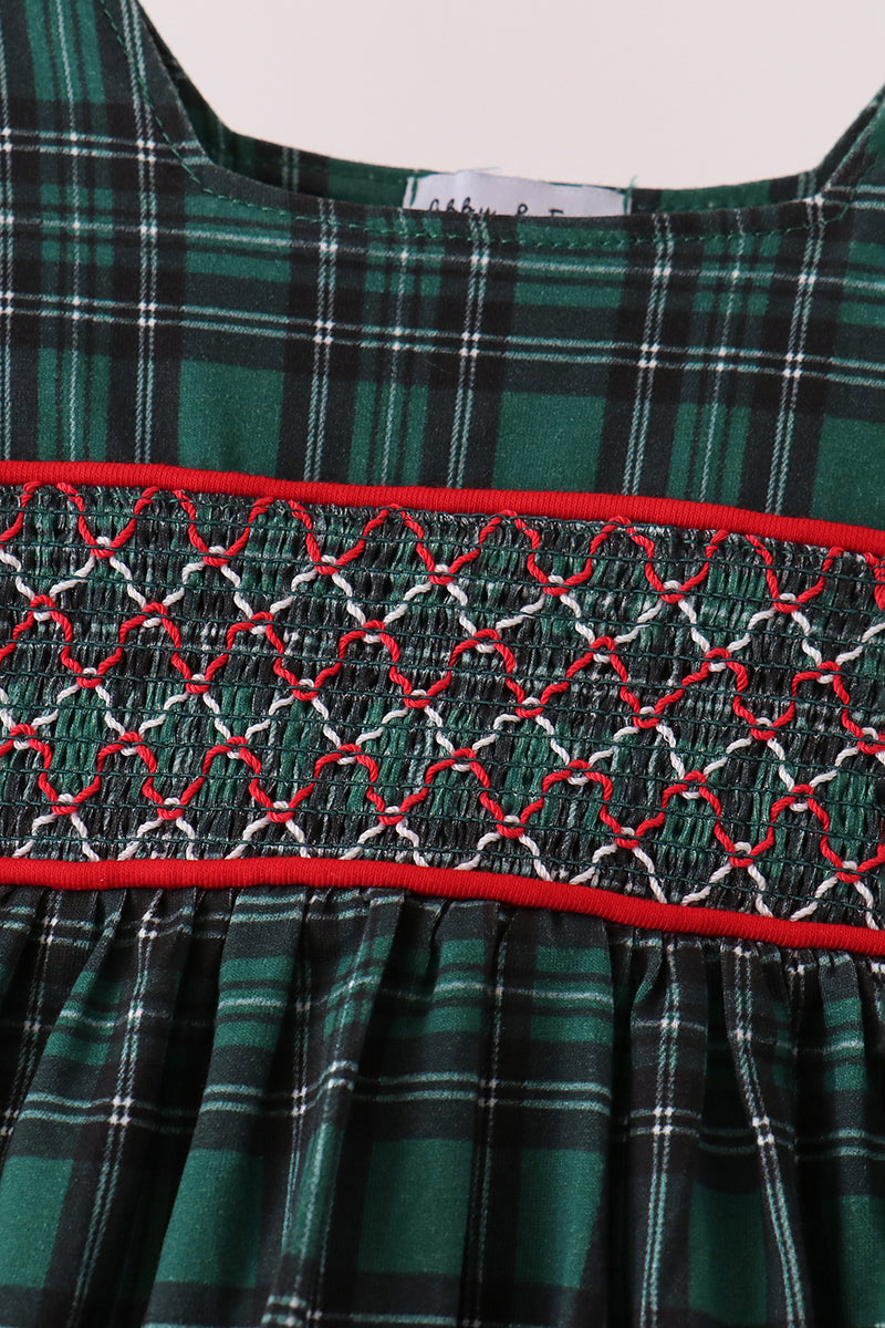 Forest Plaid Smocked Bloomer Set