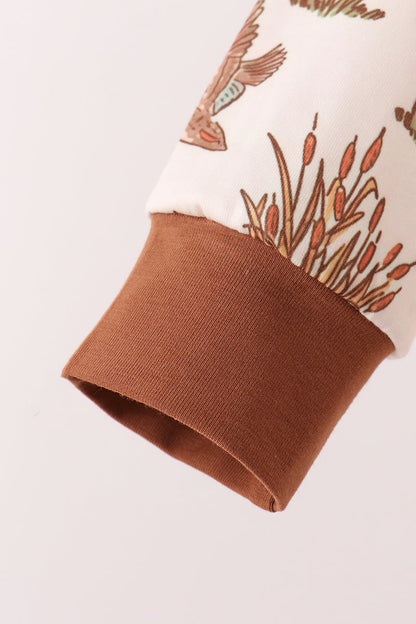 Brown Duck Embroidery Pants Set