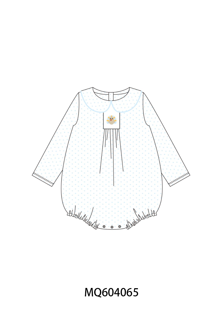 Blue dot turkey embroidery bubble