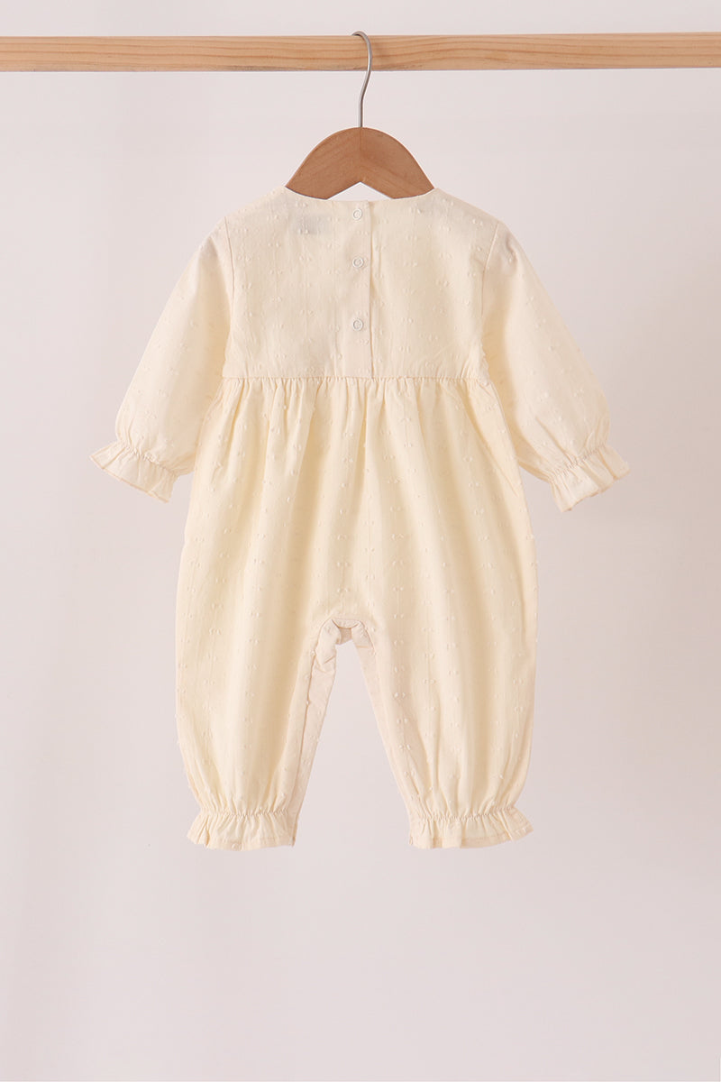 Beige turkey embroidery romper