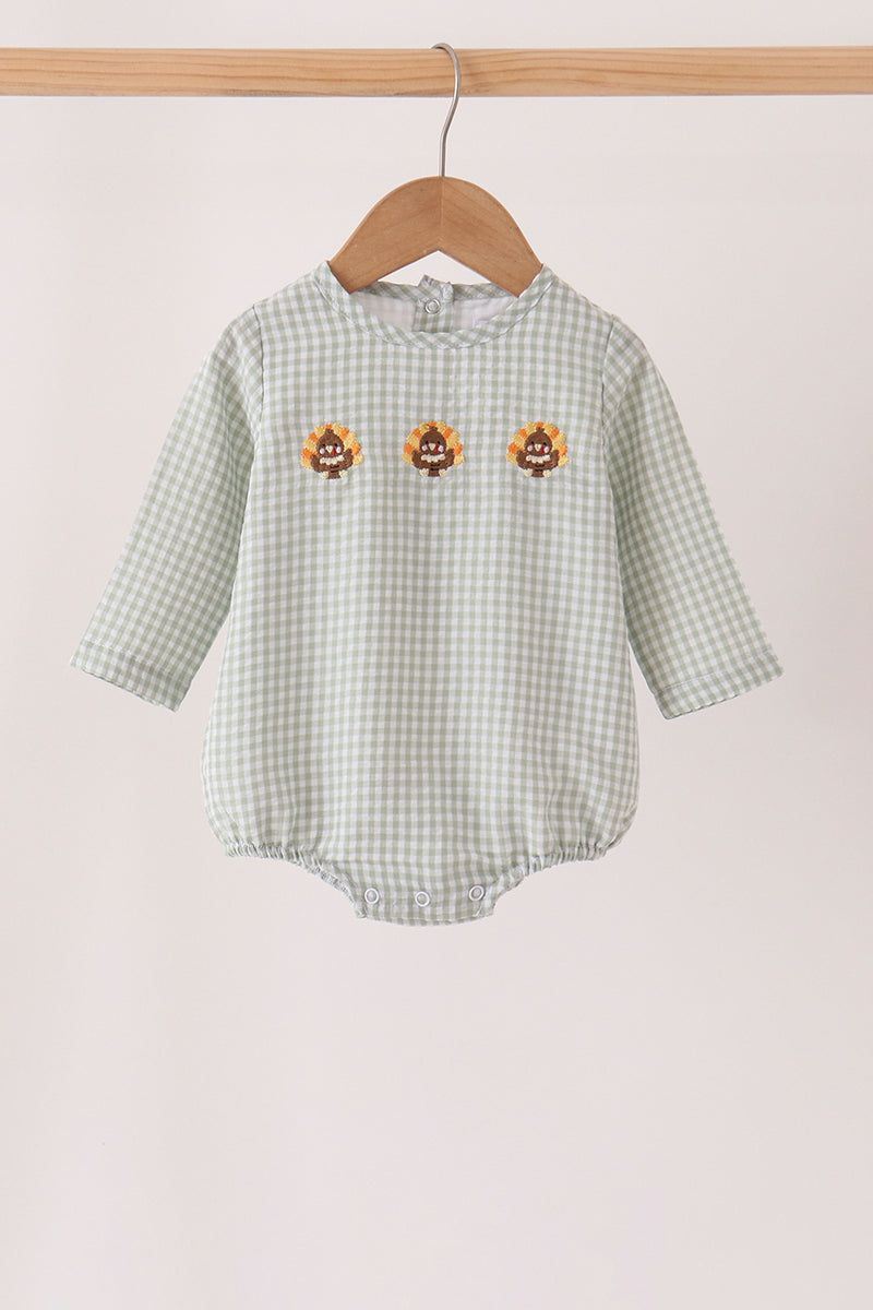 Beige turkey embroidery gingham bubble