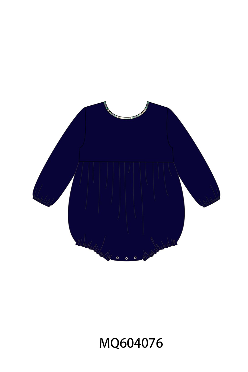 Navy plaid ruffle bubble