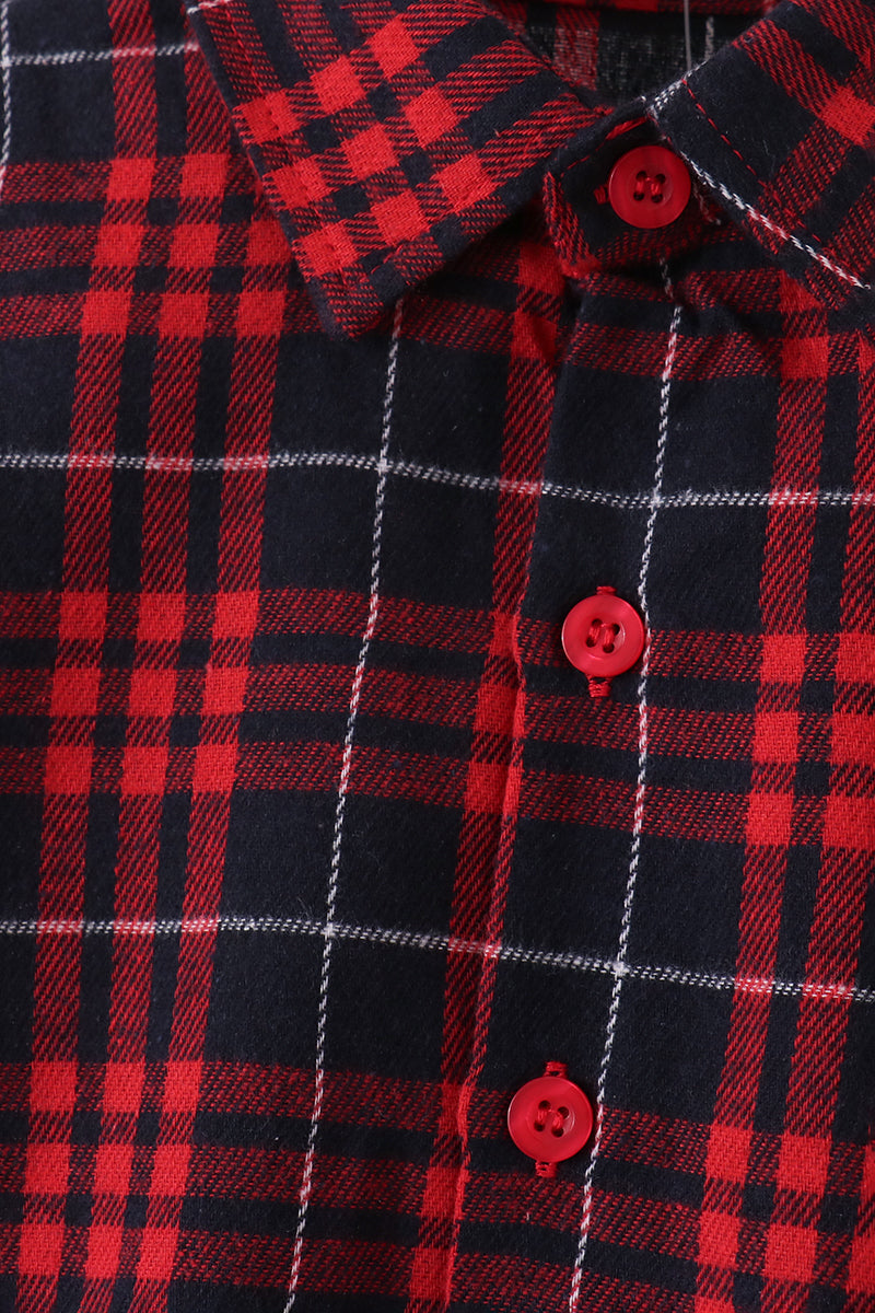 Red plaid button down shirt