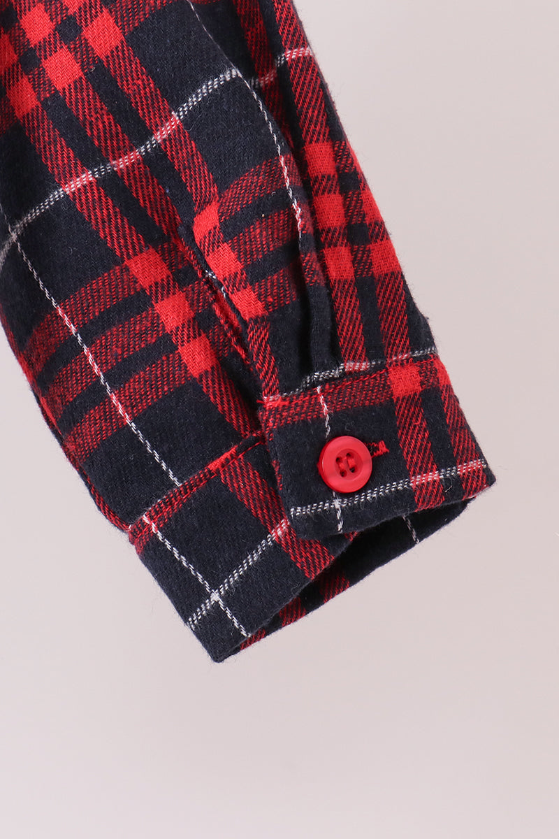 Red plaid button down shirt