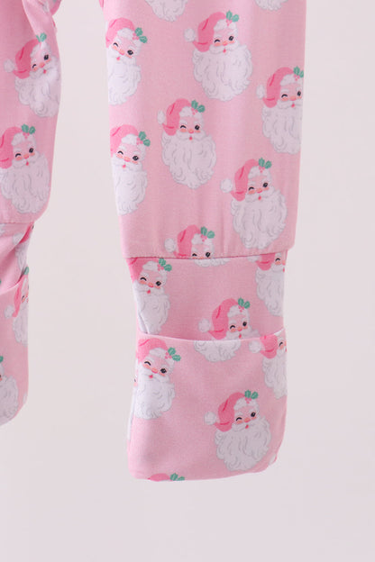 Pink christmas santa claus bamboo romper