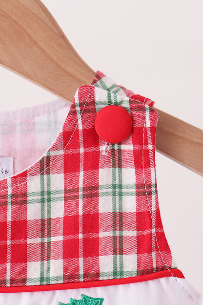 Red christmas tree truck embroidery plaid jonjon